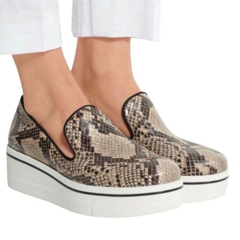 $490 Stella McCartney Grey Binx Python Creeper Platform Sneakers Size 40